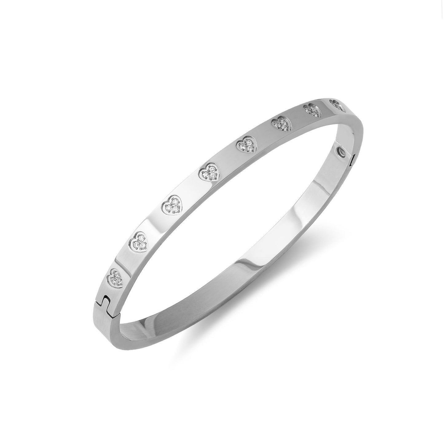 Bangle zirkonia hartjes zilver
