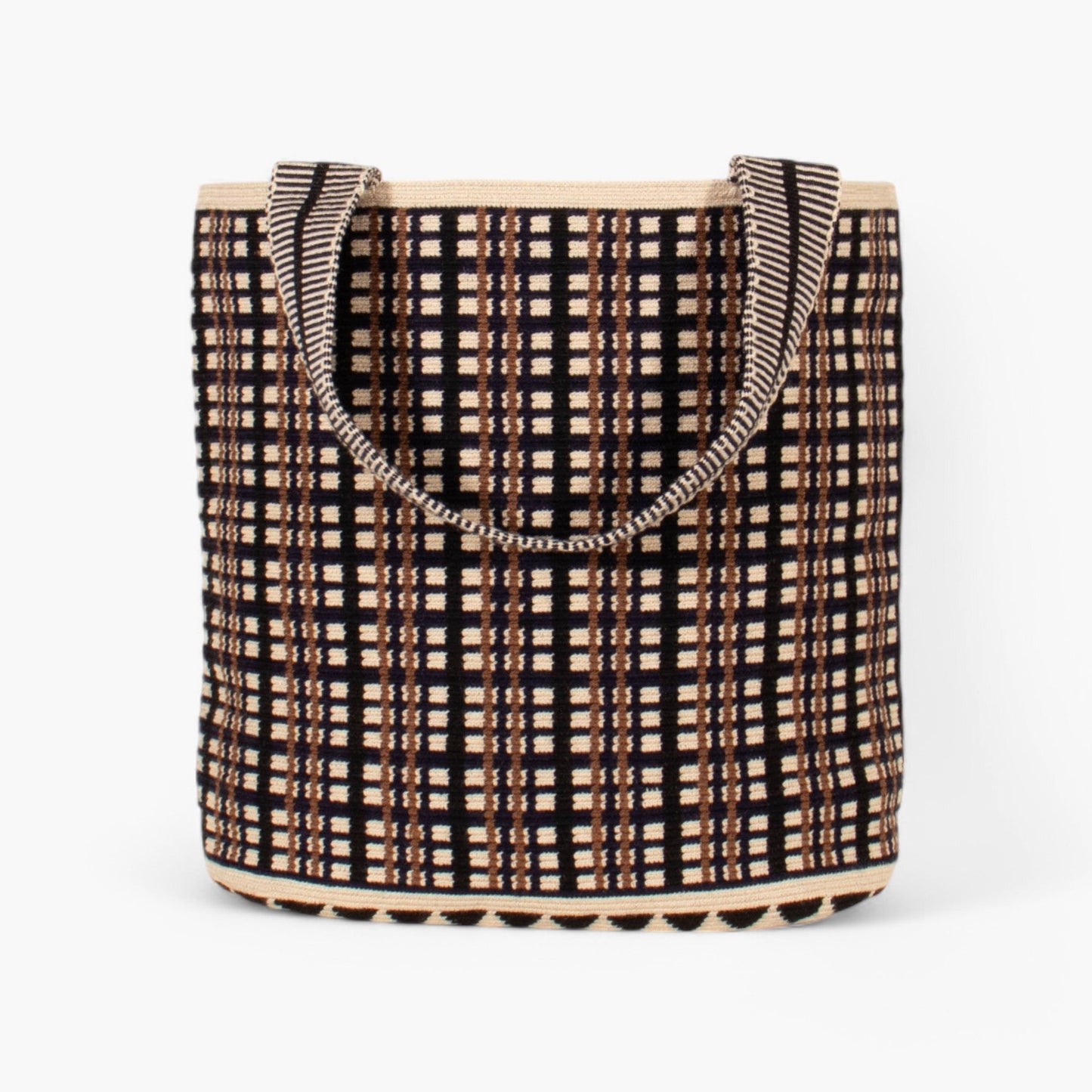 Ovale tas met ruitjesmotief | Marineblauw