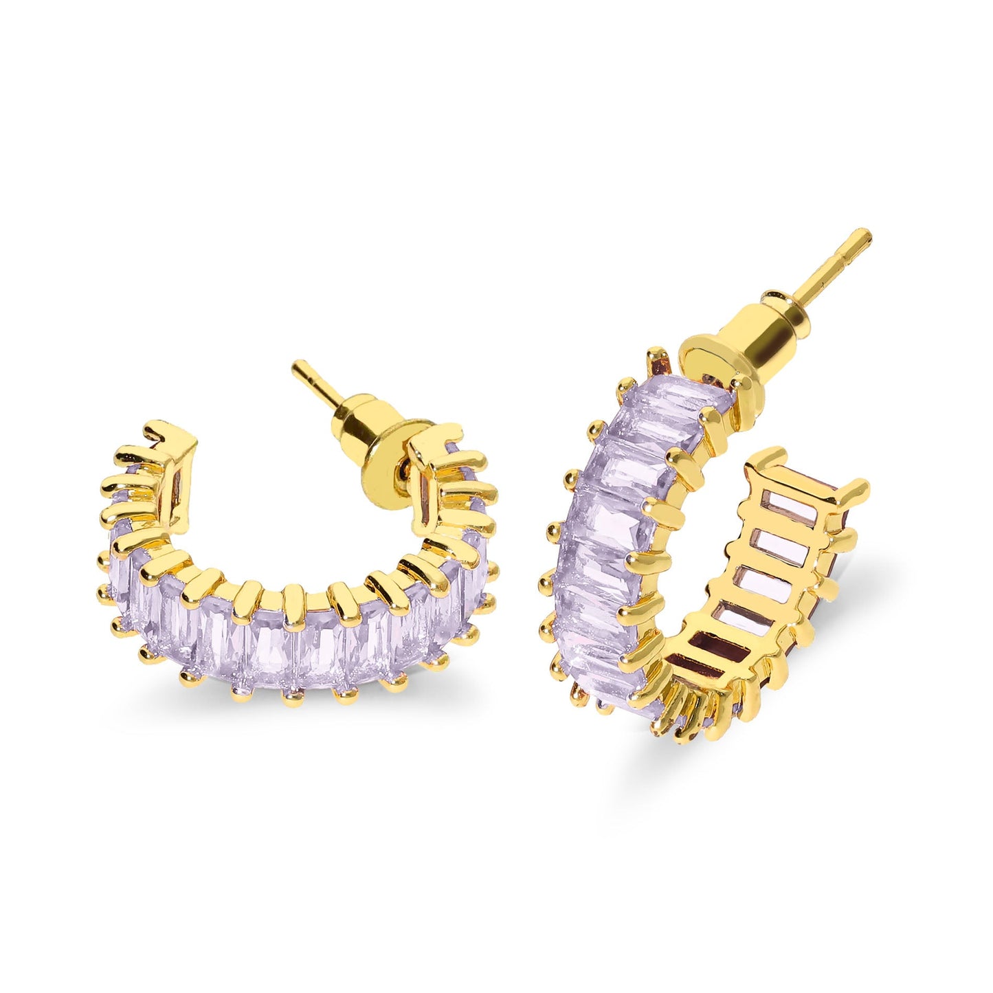 Koraalsteen oorbel paars goud