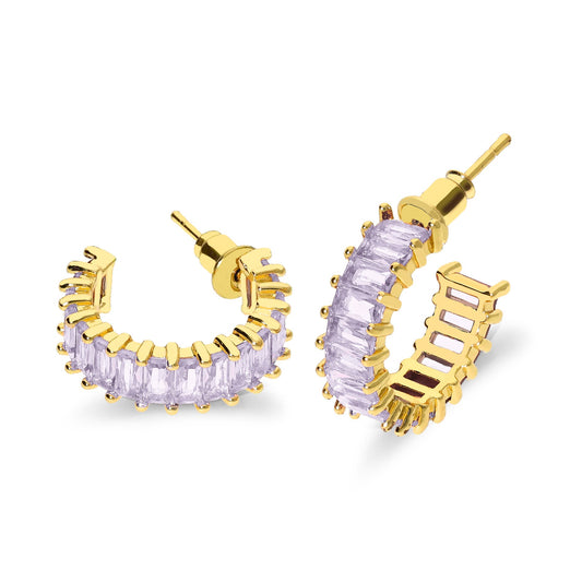 Koraalsteen oorbel paars goud