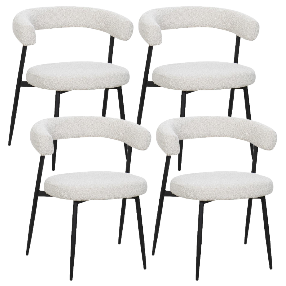 BukkitBow – Eetkamerstoel / Keukenstoel - Geschikt als Make-up Stoel - Chenille Stof &amp; Metalen Onderstel - Open Design