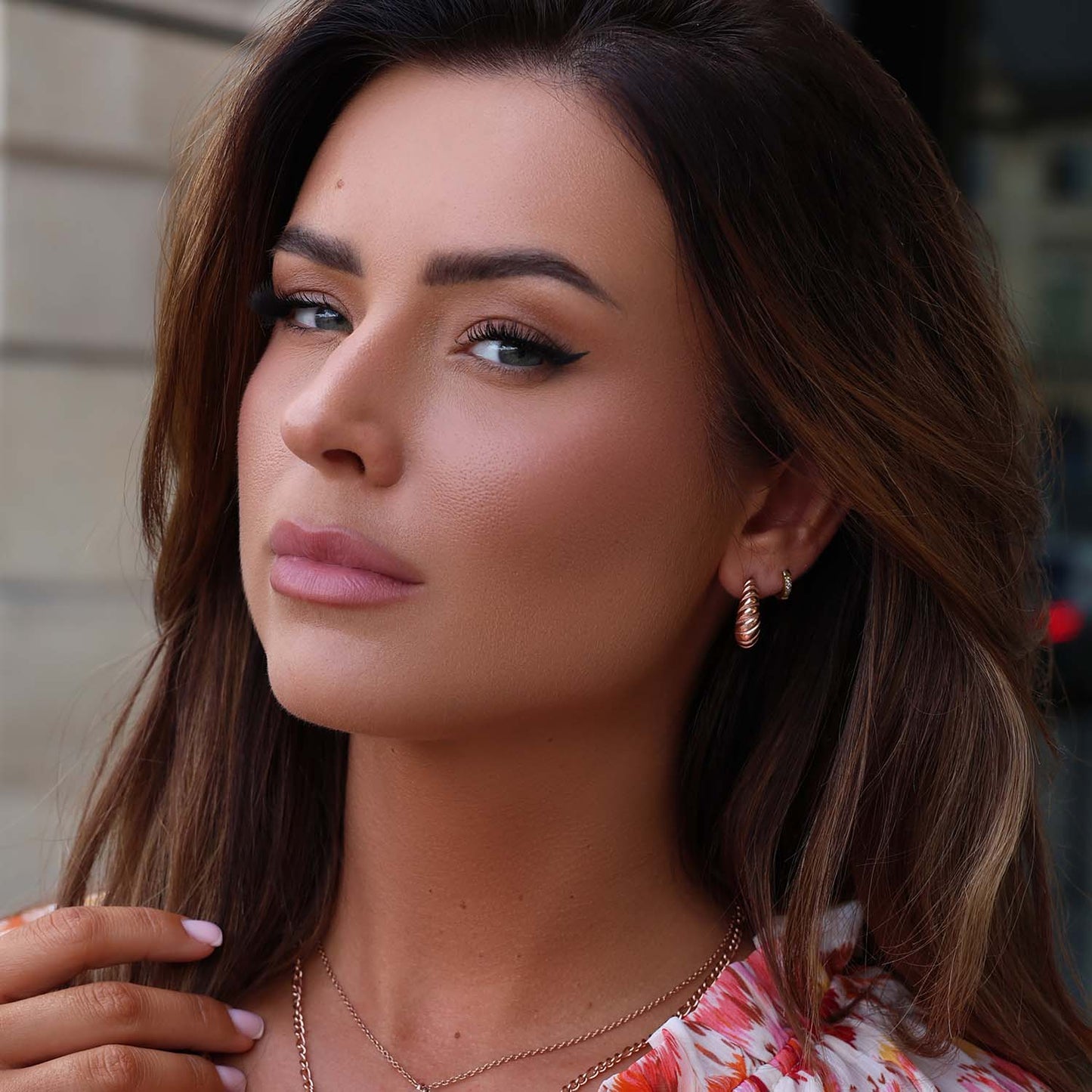 Croissant oorbel rosé goud