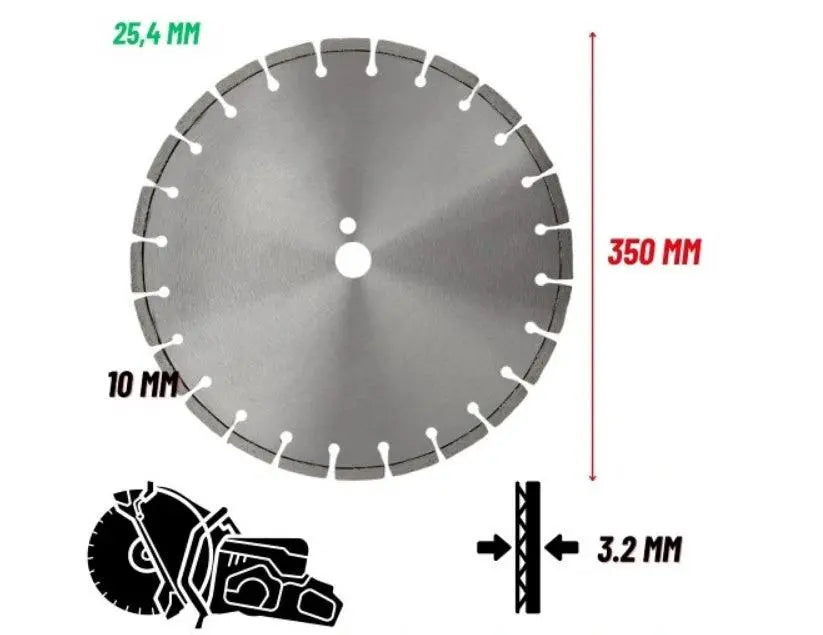 Top-Tools.nl Diamantschijf 350 mm – Gesegmenteerd voor Beton & Steen