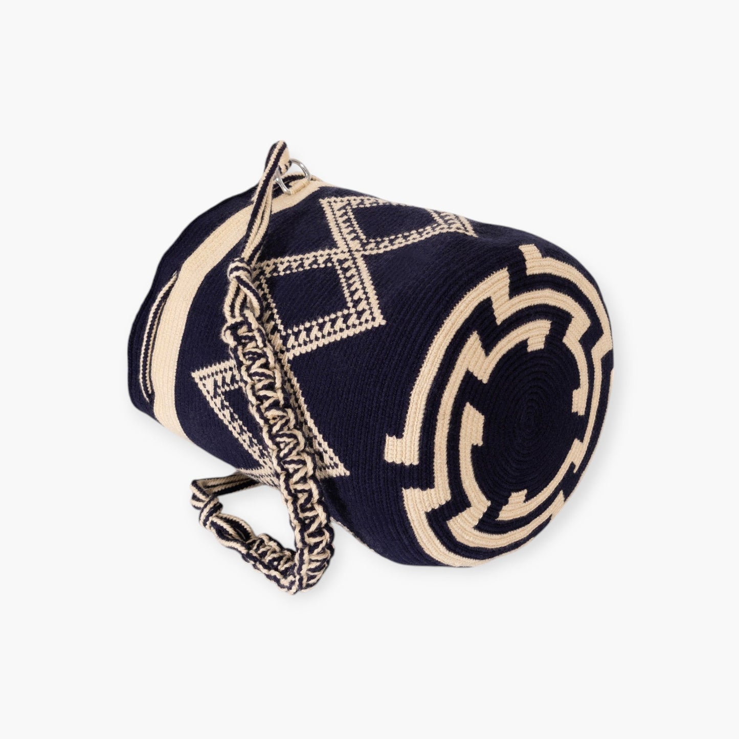 Geometrik yuvarlak omuz çantası | Lacivert