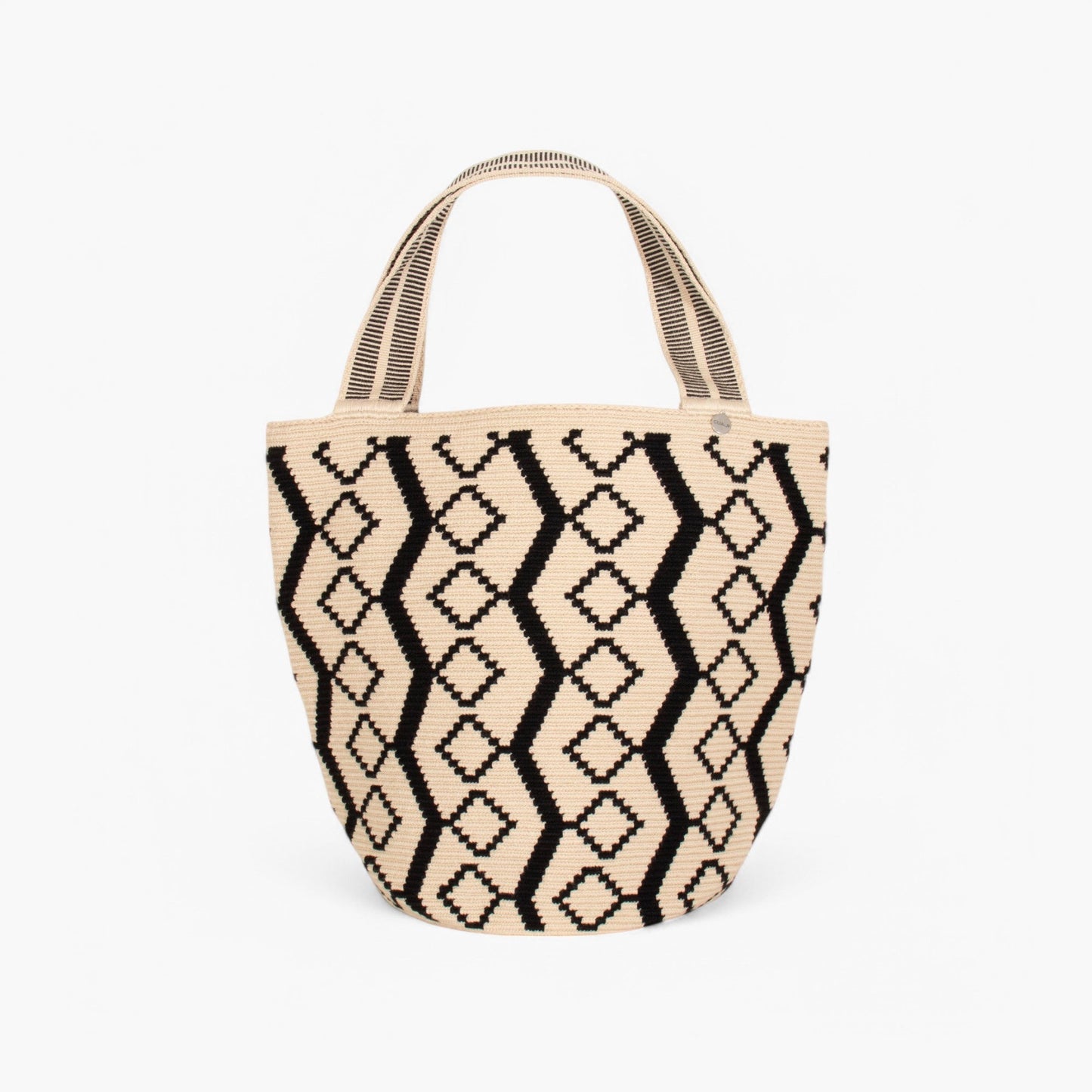Geometric round tote L | Black