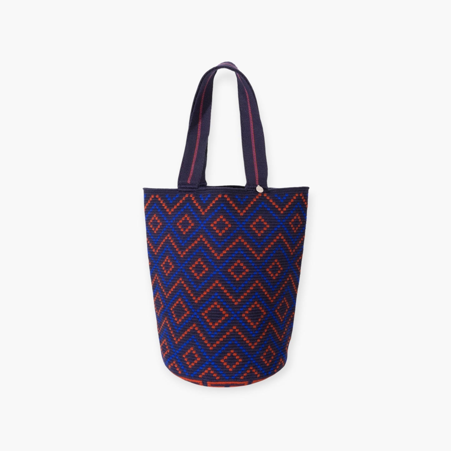 Geometric round tote M | Navy