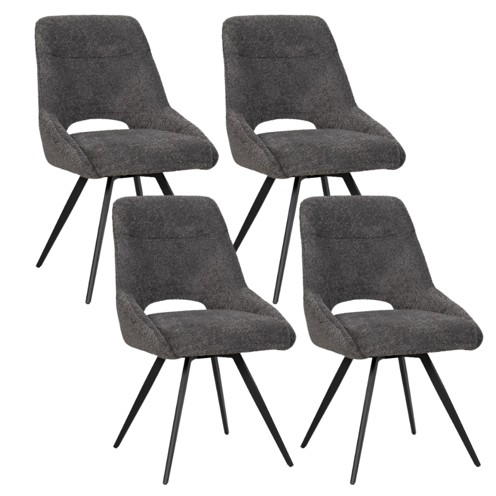 BukkitBow – Eetkamerstoel / Keukenstoel - Geschikt als Make-up Stoel - Chenille Stof &amp; Metalen Onderstel