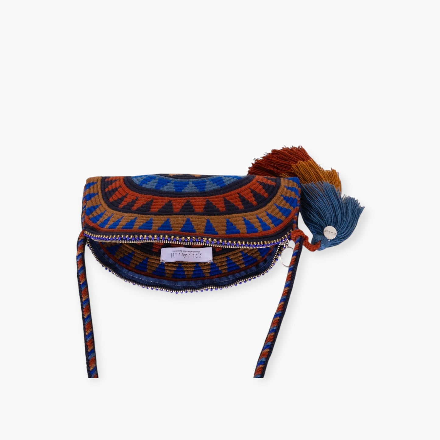 Geometrik yarım ay çapraz çanta | Kobalt