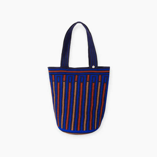 Gestreepte ronde tas M | Marineblauw