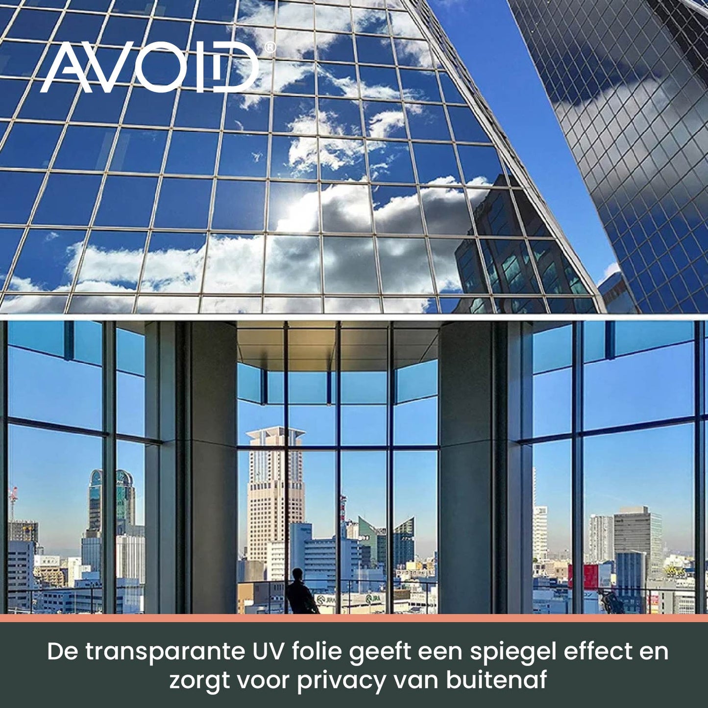 AVOID® - Raamfolie - Zilver Zwart - Verschillende Maten