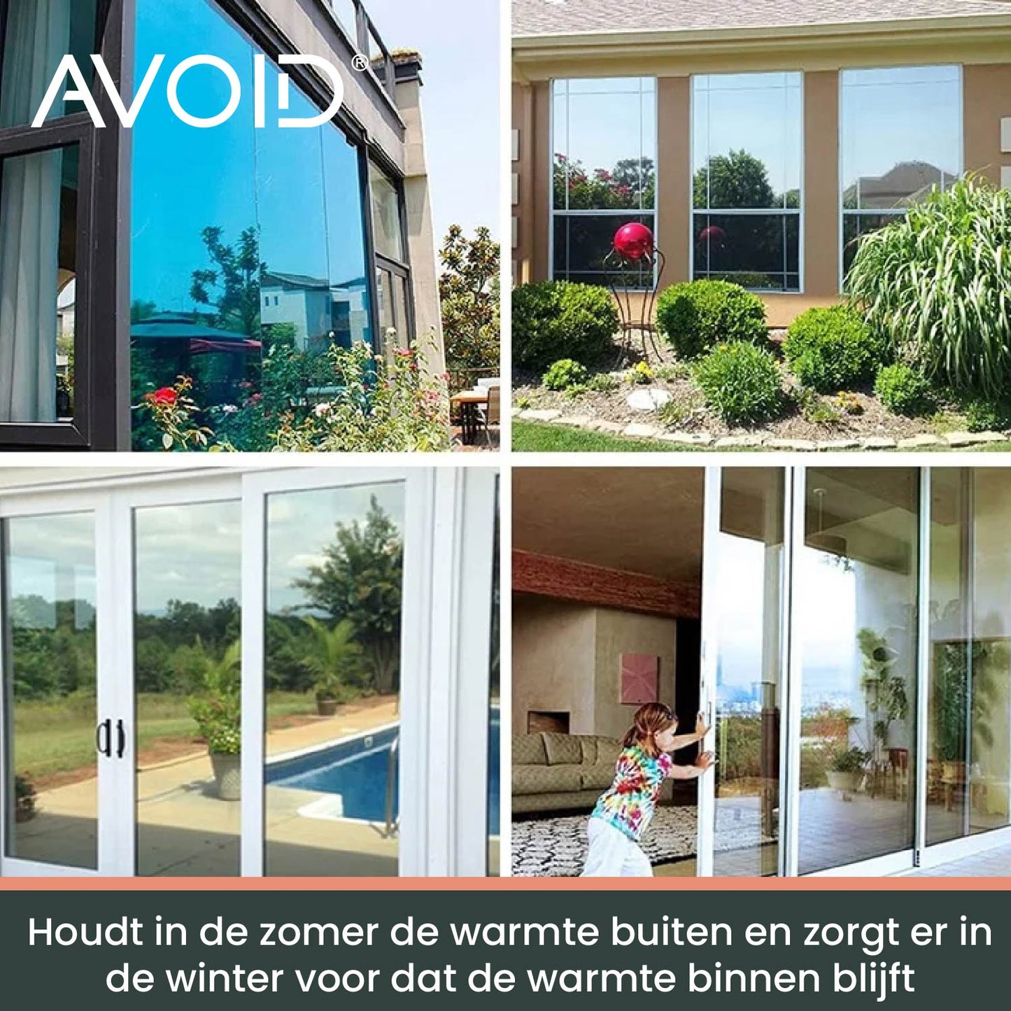 AVOID® - Raamfolie - Zilver Zwart - Verschillende Maten