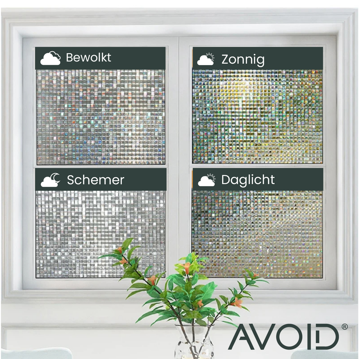 AVOID® - Raamfolie - Mozaïek - Verschillende Maten