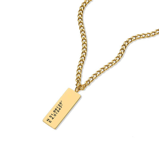 Rectangle tag necklace gold