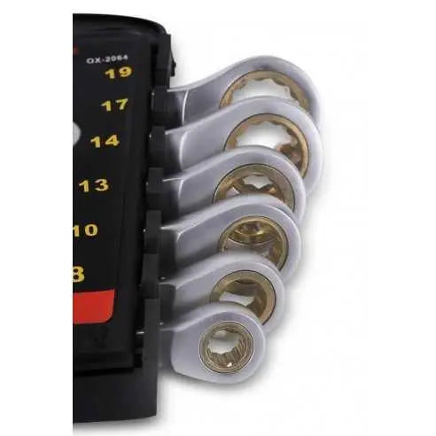 Onex 6-Delige Steek-Ringratel Set – Chroom Vanadium Staal 8-19mm