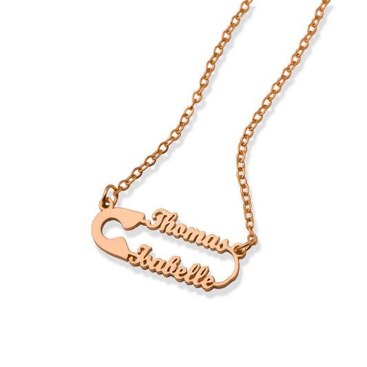 Safety pin necklace rosé gold