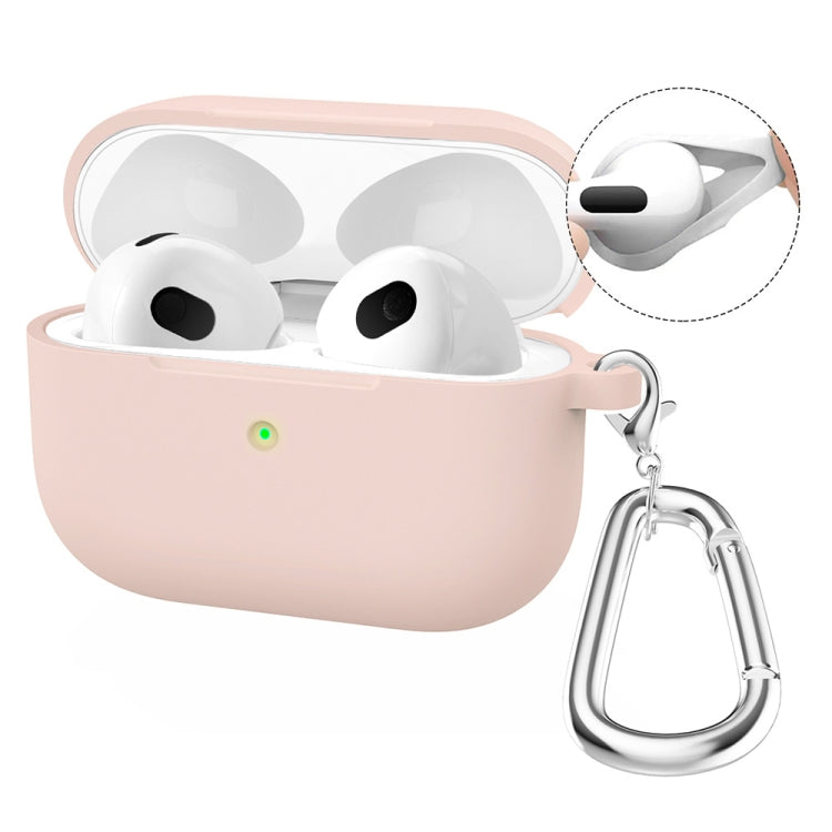 For Apple AirPods 4 2024 ENKAY Hat-Prince Thickened Silicone Case with Hook and Anti-lost Silicone Earbuds(Pink)