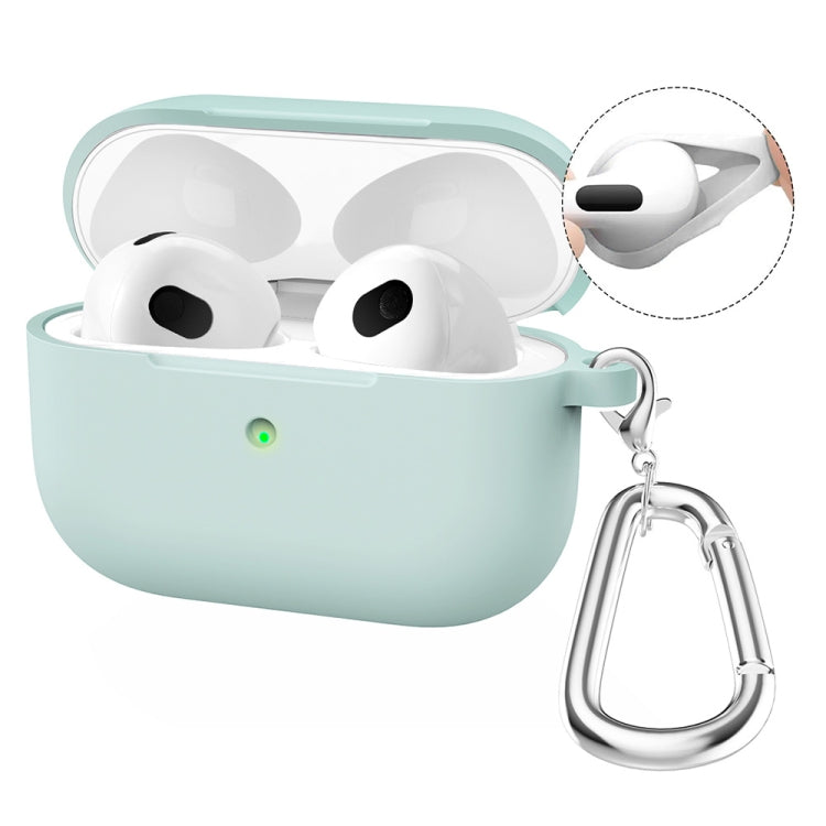 For Apple AirPods 4 2024 ENKAY Hat-Prince Thickened Silicone Case with Hook and Anti-lost Silicone Earbuds(Light Green)