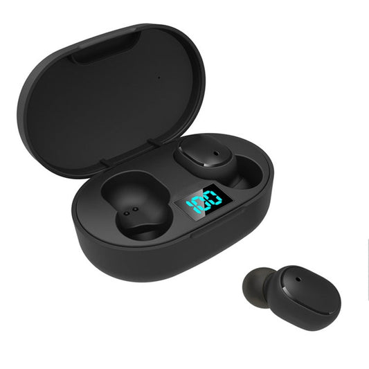 E6S LED Display Wireless Earphone TWS Bluetooth V5.3 Headsets Waterproof Bluetooth Earbuds, E6S (Black)