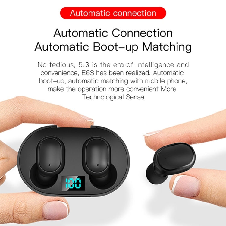 E6S LED Display Wireless Earphone TWS Bluetooth V5.3 Headsets Waterproof Bluetooth Earbuds, E6S (Black)