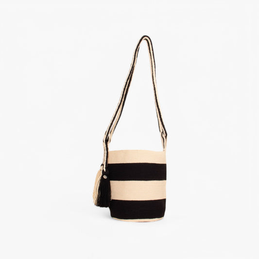 Striped shoulder bag | Black