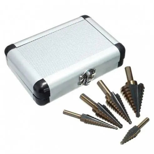 Onex Titanium Coated Stappenboor Set 5-Delig – In Metalen Koffer 