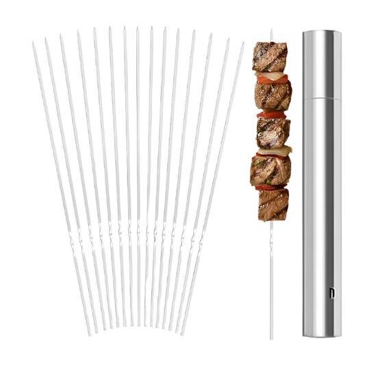 RVS BBQ spiezen 30 cm - set van 20 herbruikbare barbecue spiezen - Vaatwasserbestendig en Hittebestendig