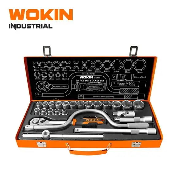 WOKIN 24-Delige 1/2" Doppenset – Industrieel Cr-V Koppen