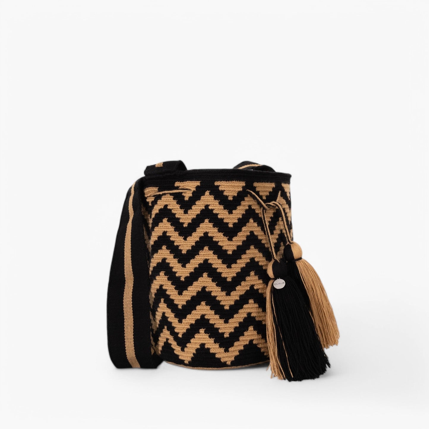 Zigzag crossbody tas L | Zwart