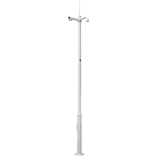 Cameramast 4.5m Wit, Gegalvaniseerd staal, Bliksemafleider