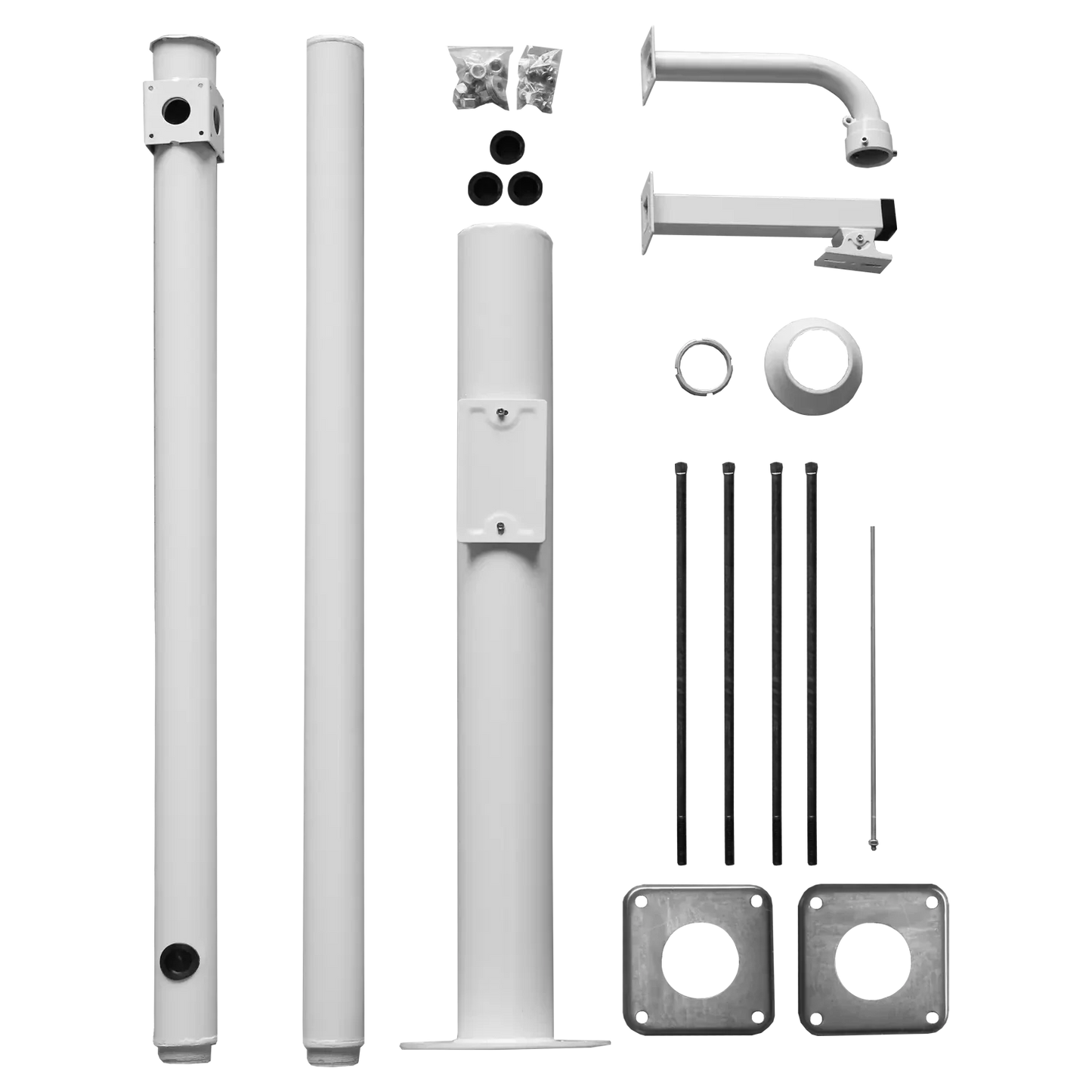 Cameramast 4.5m Wit, Gegalvaniseerd staal, Bliksemafleider