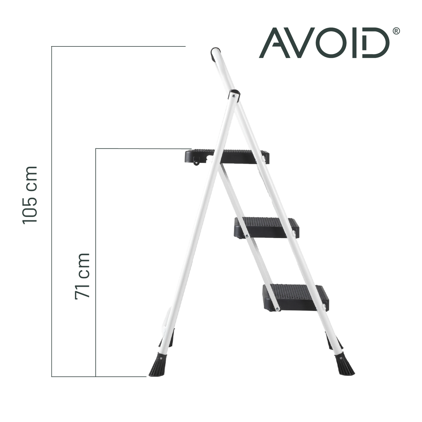VERMIJD Huishoudtrap – Keukentrap Opstapkrukje – Inklapbare Trapladder – Wit – Veilig &amp; Stabiel