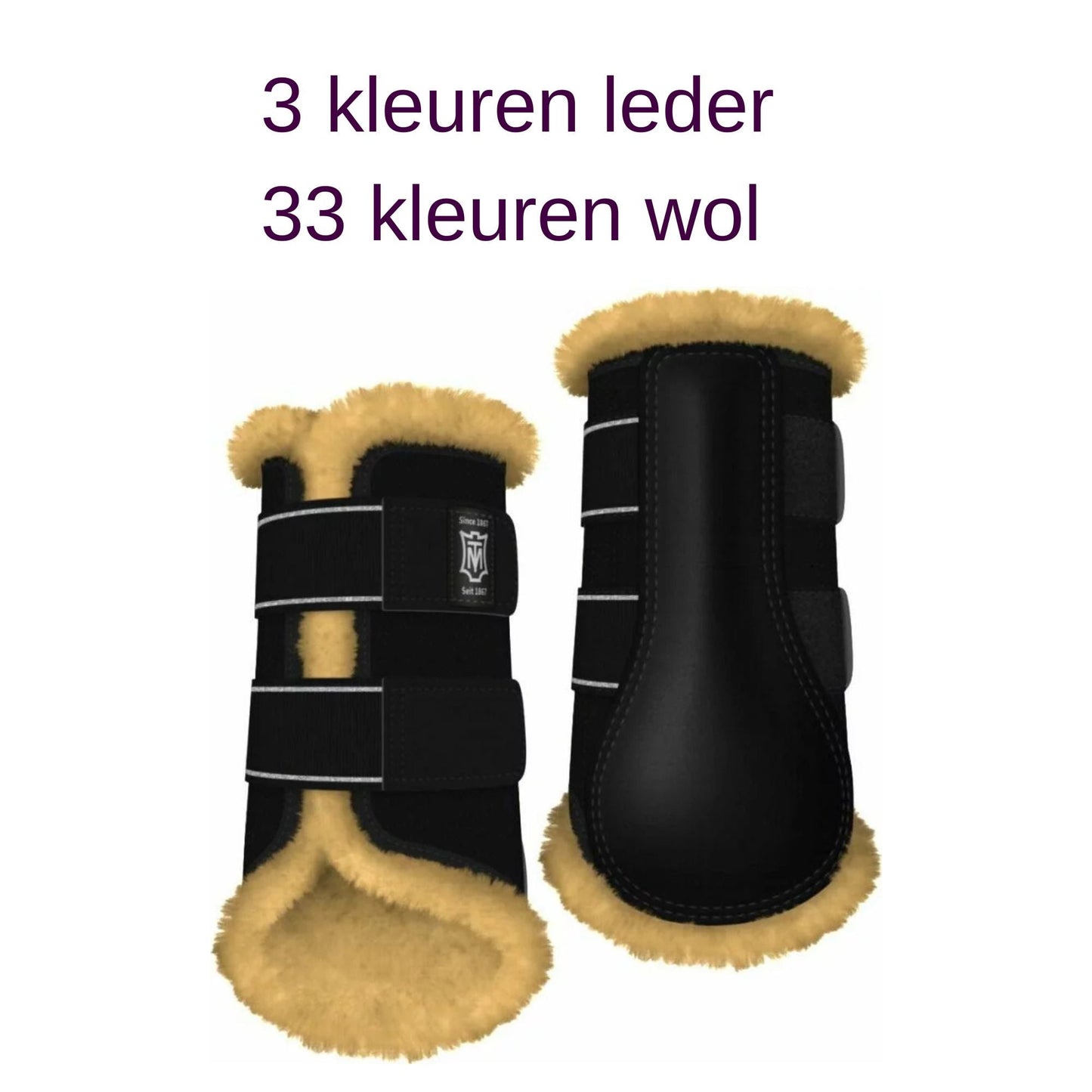 Leren beenbeschermers met lamswol