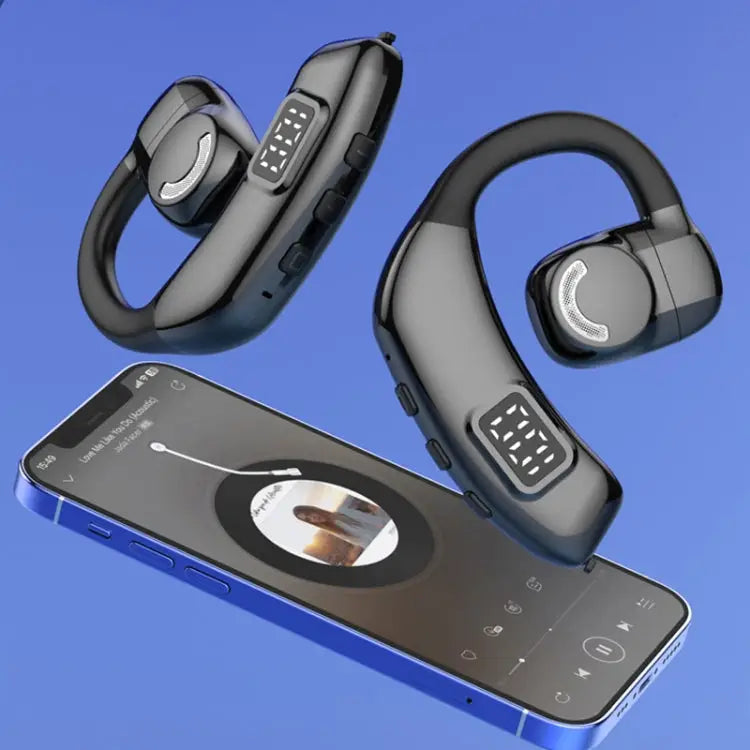 Bluetooth Headset Digital Display Hanging Ear OWS Stereo Sports Earbuds, X30 Black, X30 White, X30 Orange