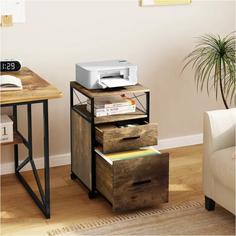 BukkitBow - Archiefkast / Rolcontainer - 2 Lades - Open Vak - met Wielen - Voor A4/Letter Mappen