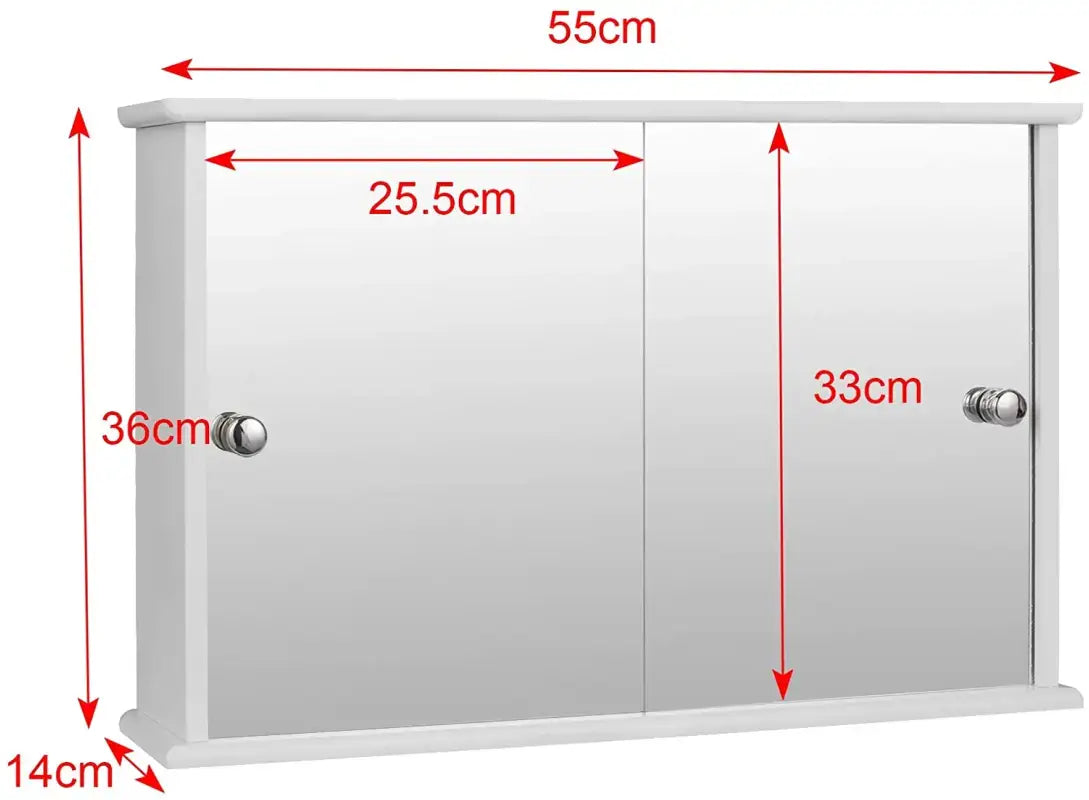 BukkitBow - Badkamermeubel met Spiegel - met Verstelbare Plank - met Schuifdeur - Waterbestendig en Eenvoudig te Reinigen - 55x14x36 cm