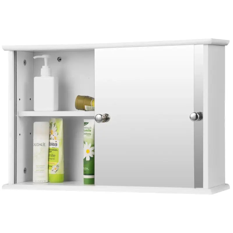 BukkitBow - Badkamermeubel met Spiegel - met Verstelbare Plank - met Schuifdeur - Waterbestendig en Eenvoudig te Reinigen - 55x14x36 cm