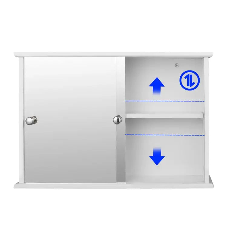 BukkitBow - Badkamermeubel met Spiegel - met Verstelbare Plank - met Schuifdeur - Waterbestendig en Eenvoudig te Reinigen - 55x14x36 cm