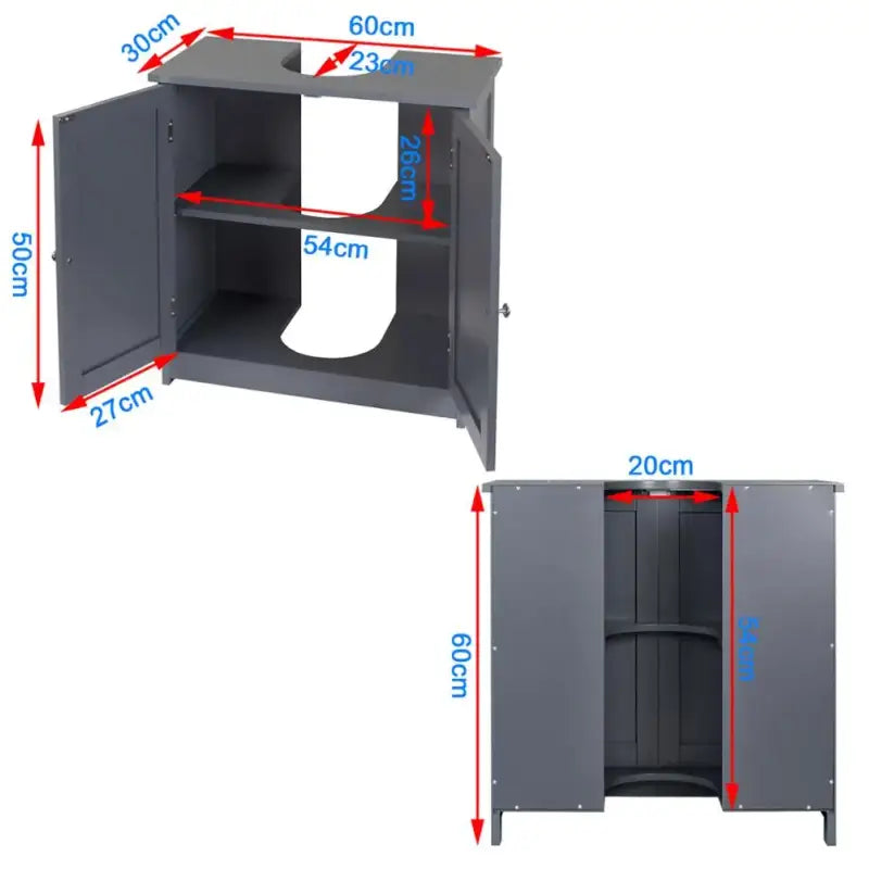 BukkitBow - Badkamermeubel - Stevige Wastafelkast / Gootsteen Kast - Waterbestendig en Vochtbestendig - 60x60x30cm