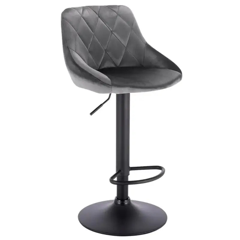 BukkitBow - Barkruk - Chroomstaal - Fluweel van Kunstleer - Verstelbaar - Draaibaar en met Voetensteun