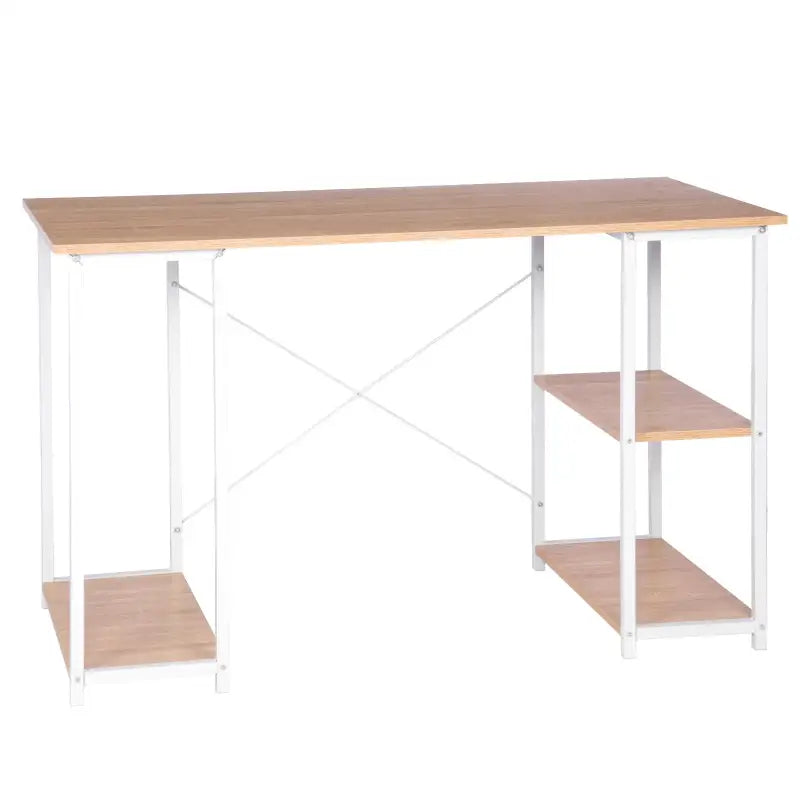 BukkitBow - Bureau - Licht Eikenhout en Stalen Structuur - 3 Opbergvakken - 50 kg Draagvermogen