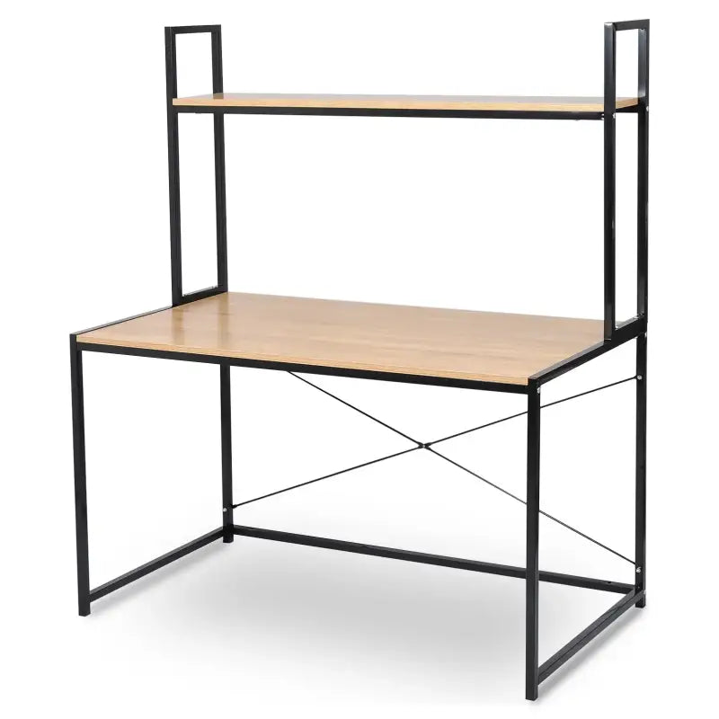BukkitBow - Bureau met Opbergplank - Hout en Stalen Frame - 120x60x140 cm - 50 kg Draagvermogen