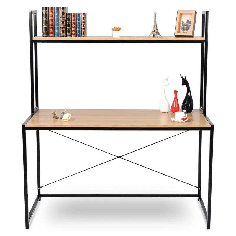 BukkitBow - Bureau met Opbergplank - Hout en Stalen Frame - 120x60x140 cm - 50 kg Draagvermogen
