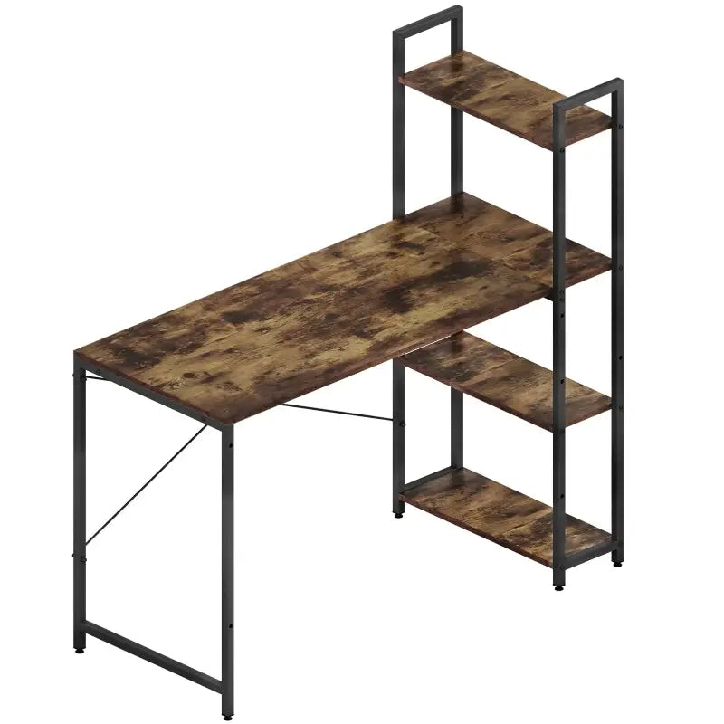 BukkitBow - Bureau met Planken - Hout en Metaal - Verstelbare Zijplank - 120x50x120 cm - 50 kg Draagvermogen