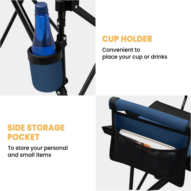 BukkitBow - Campingstoel - Visstoel - met Bekerhouder - Oxford Stof - met Draagbare Opberghoes