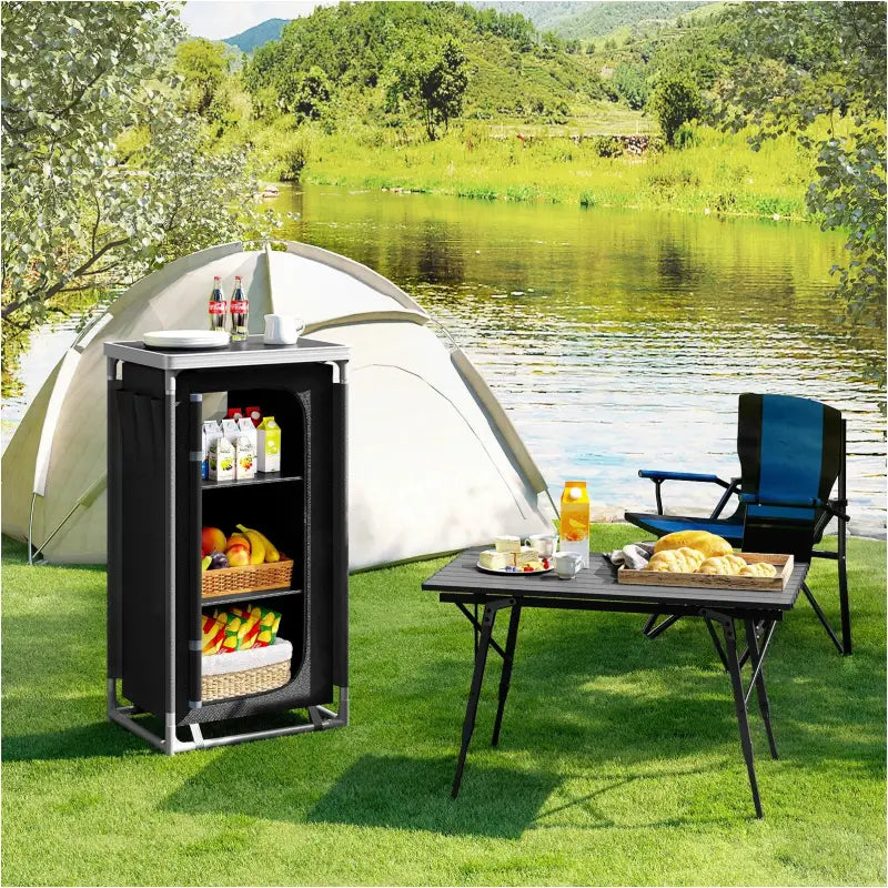 BukkitBow - Campingtafel - Oxford Doek en Aluminium - Met Opbergruimte - Draagbaar - Multifunctioneel