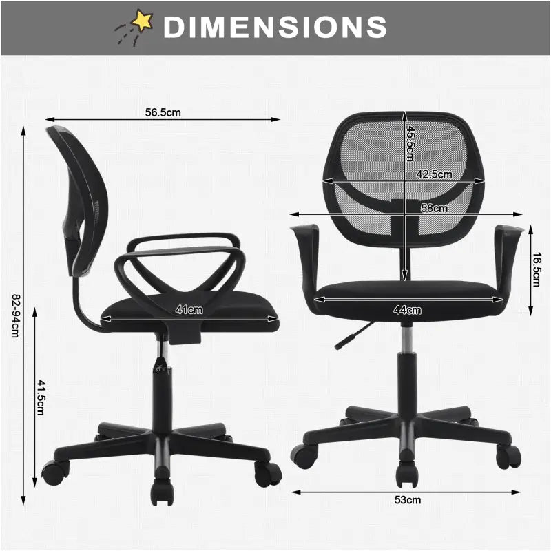 BukkitBow - Compacte Bureaustoel - Verstelbaar in Hoogte: 41-53 cm - 100 kg Draagvermogen