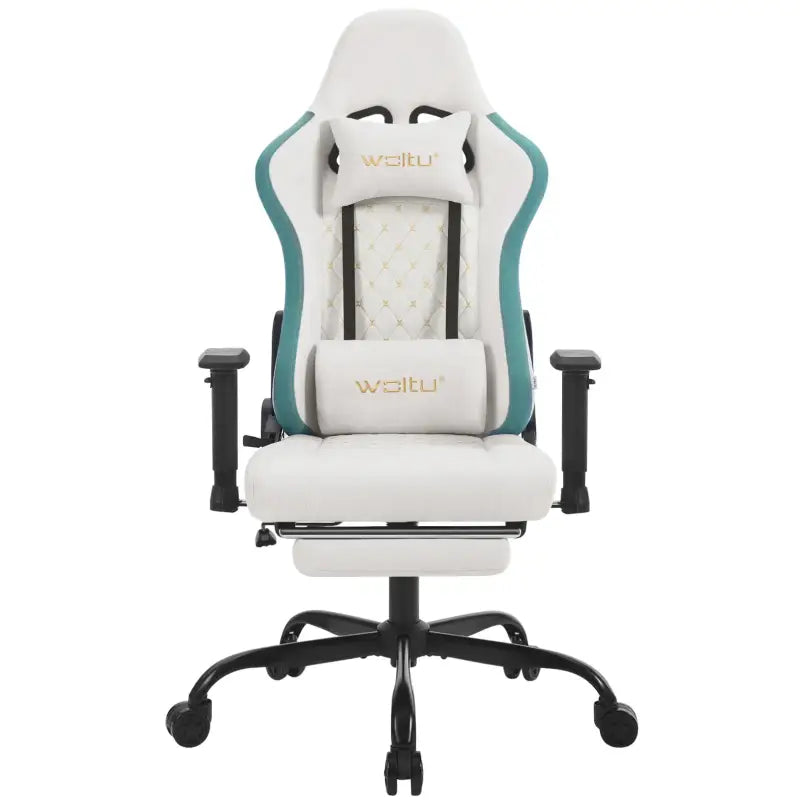 BukkitBow - Gaming Stoel met Massage Kussen - Metaal/Technische Stof/PU Wielen - 90°-155° Kantelbaar - Verstelbaar in hoogte en Diepte