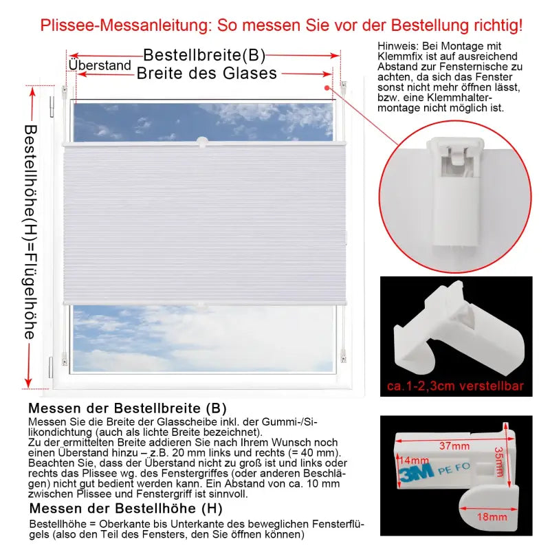 BukkitBow - Geplooide Zonnewering / Rolgordijn - Polyester met Aluminium Profiel - 110-115 cm Breed - 130cm Hoog - Inclusief Montagekit