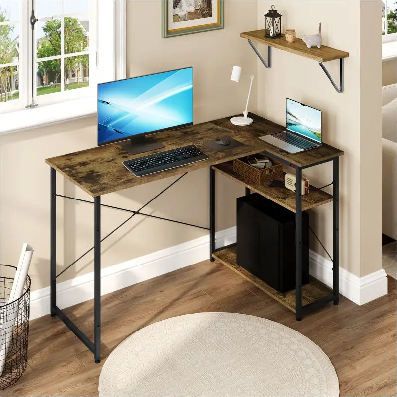 BukkitBow - Hoekbureau - Computer / Kantoor Bureau - met Opbergruimte - Frame van Metaal - 120X72CM