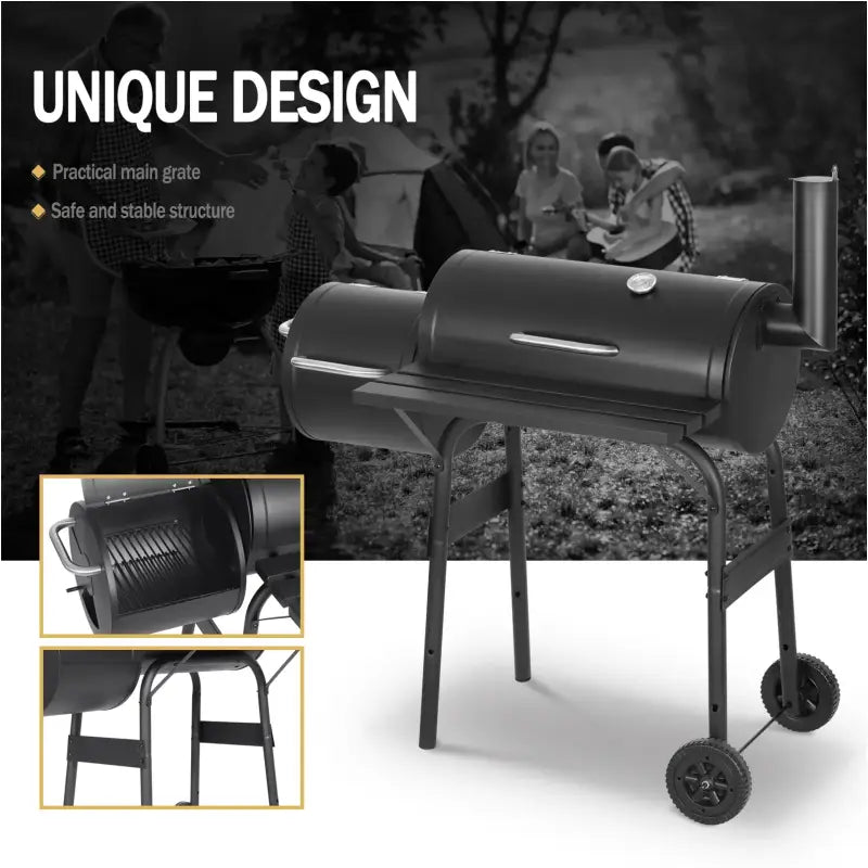 BukkitBow - Houtskoolbarbecue - BBQ van Staal - 3 Grillroosters - 115x53x114 cm - met Uitlaat